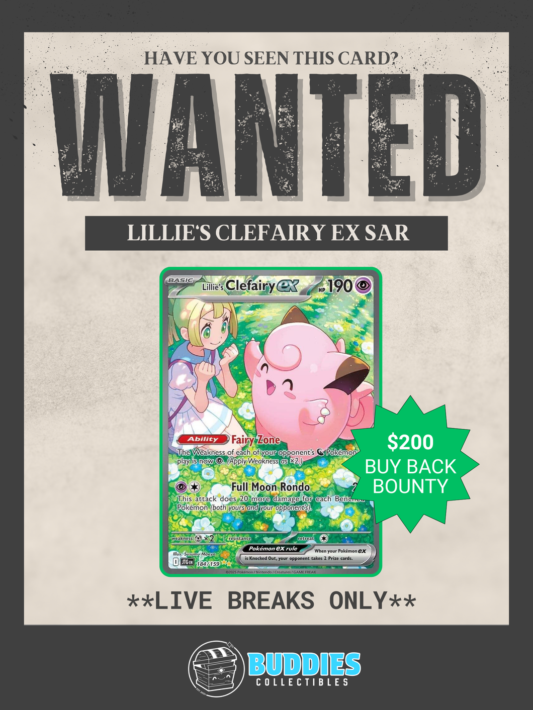 Bounty - Lillie's Clefairy Ex SAR